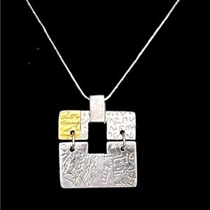Graffiti Unique 18k Gold Sterling Silver Pendant Necklace NEW